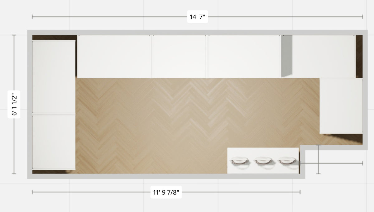 Planning visualization — walk-in closet floor plan with reference dimensions; not an exact as-built representation.